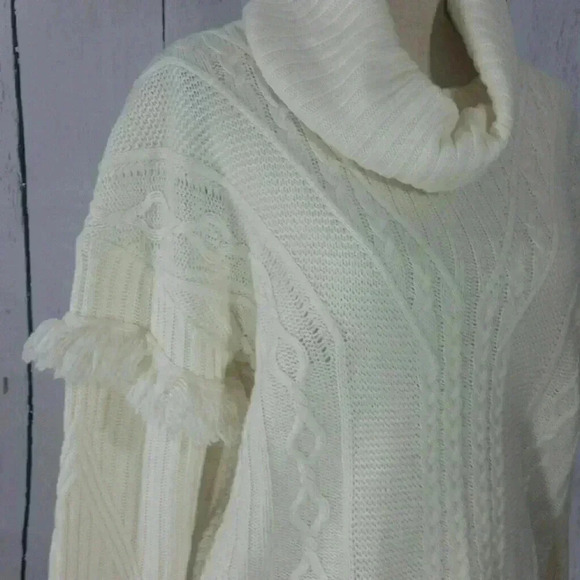 Artisan NY Split Back Fringe Turtleneck Sweater - Picture 3 of 6